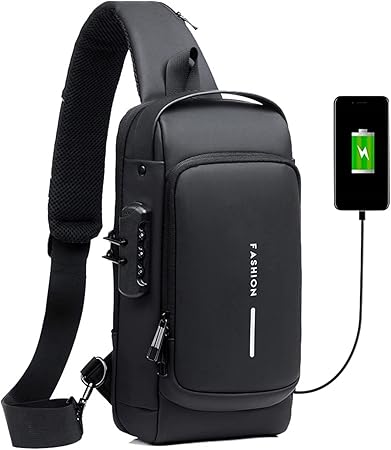 Bolso bandolera Antirrobo Cuero USB Waterproof